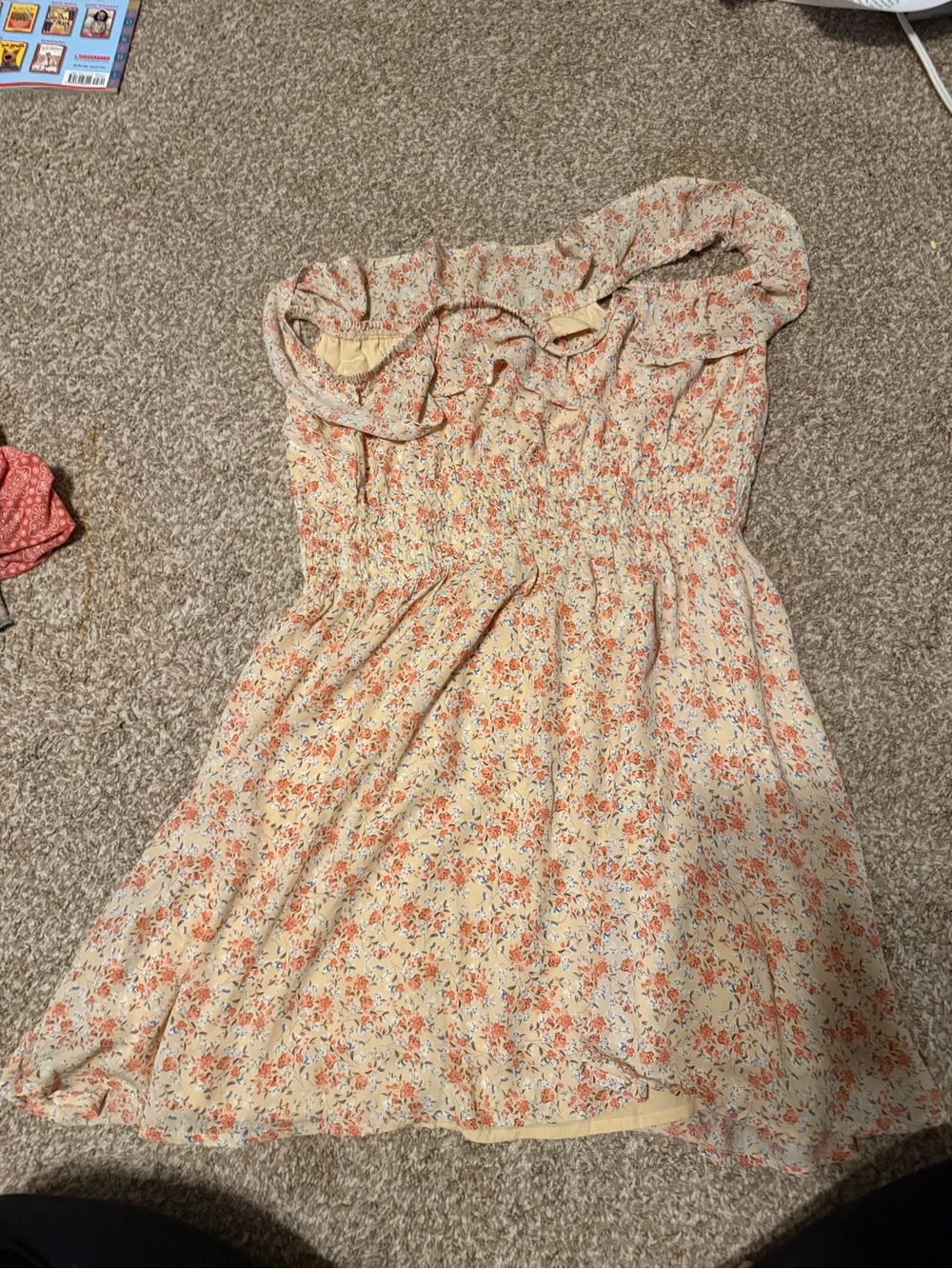 Greyson Cream Floral Sundress with Coral Print